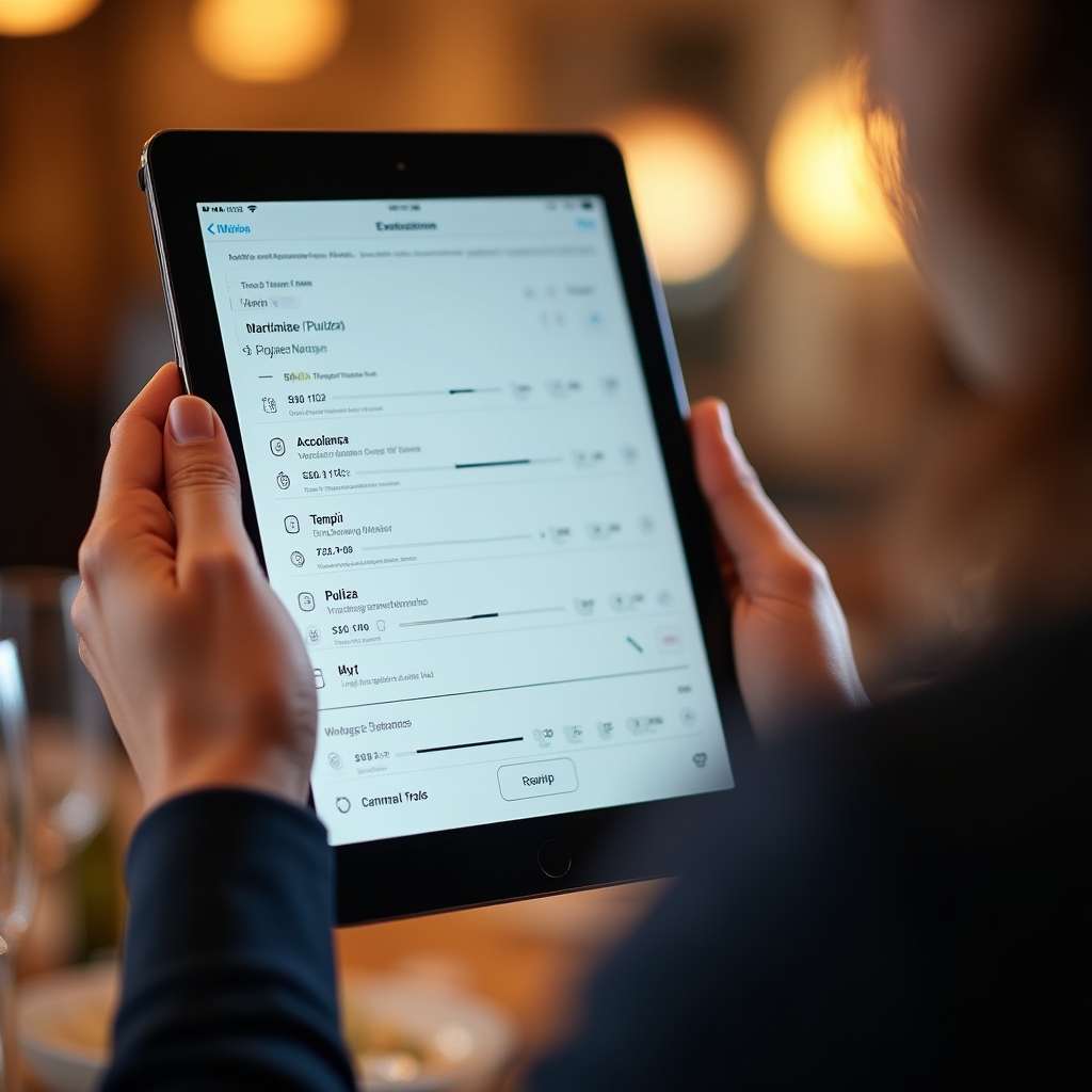 Checklist di qualità del servizio su tablet in un ristorante